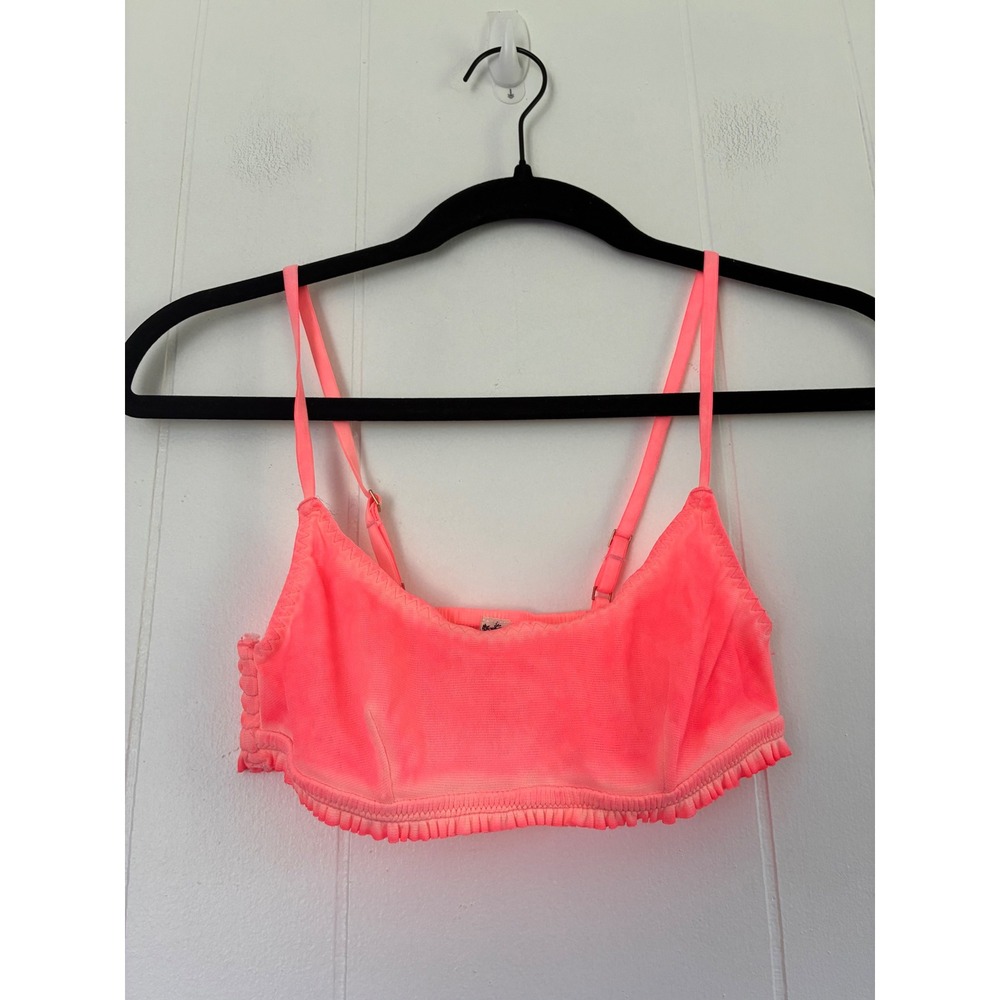 Intimately‎ Free People Neon Pink Smocked Bralette Ruffle Trim Size Small P